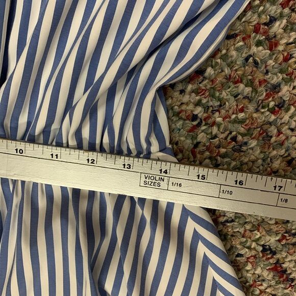 Molly Bracken Blue White Striped Tie V-Neck Sleeveless Fit & Flare Dress Size L - Picture 11 of 12
